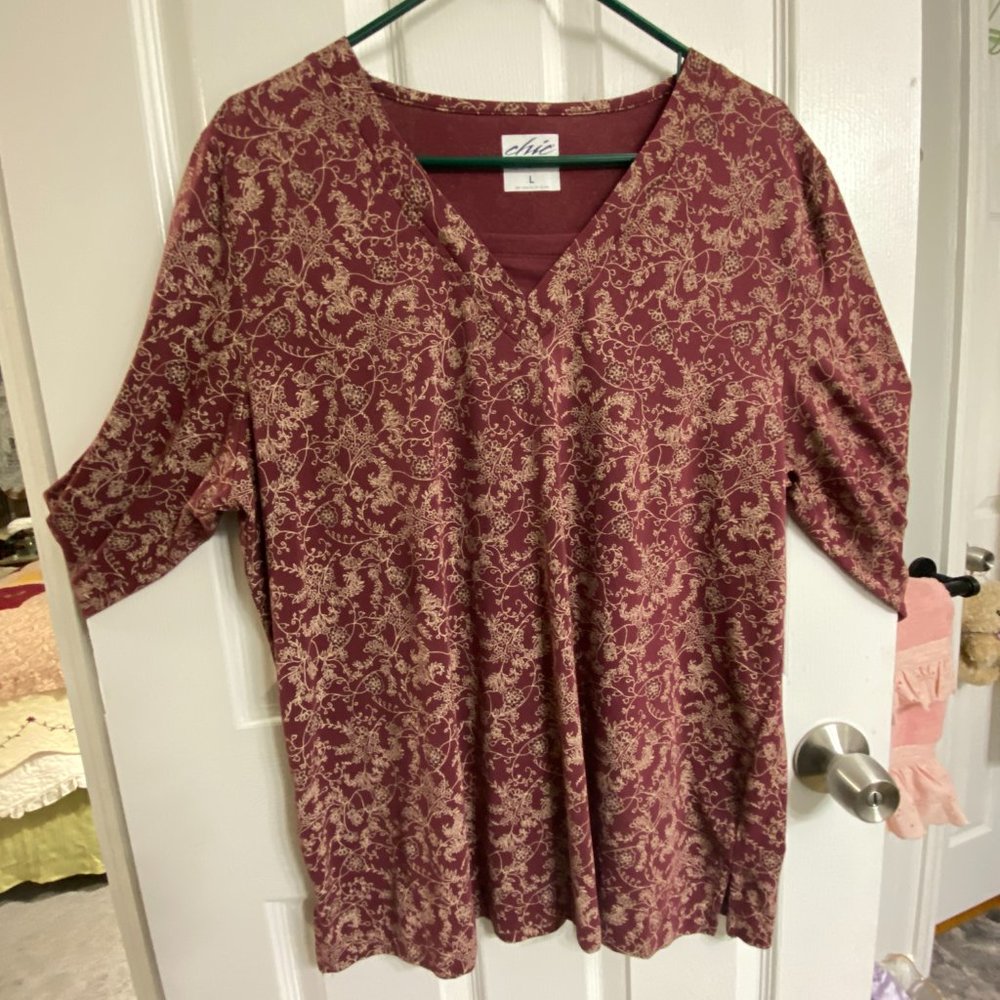 EUC~.Chic Women's Comfort Collection 3/4 Sleeve Knit Top~Lg